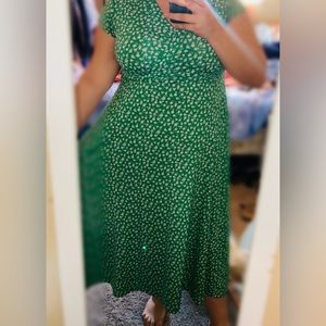 Green floral Dress | spring | XL